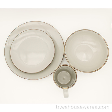 16cs Stoneware Renkli Jant yemek takımı